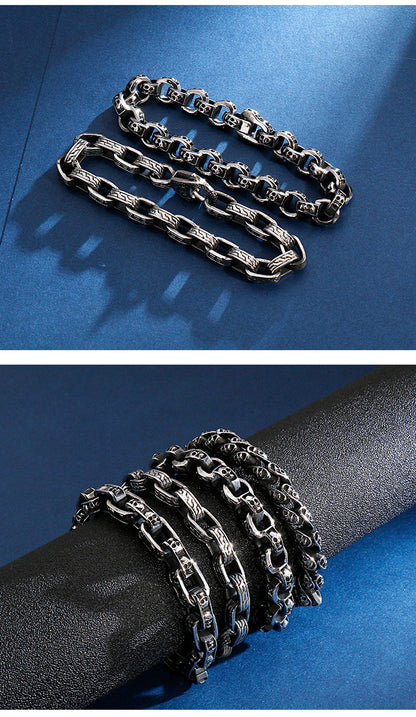 Men’s Stainless Steel Skull Bracelet Punk Motorcycle Ghost Head Design Titanium Steel Bracelet | KB120968-BDJX