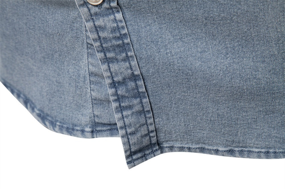 Men's Slim-Fit Denim Shirt - 2025 Spring Casual Long Sleeve Top | 6036
