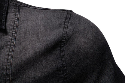 Men's Slim-Fit Denim Shirt - 2025 Spring Casual Long Sleeve Top | 6036