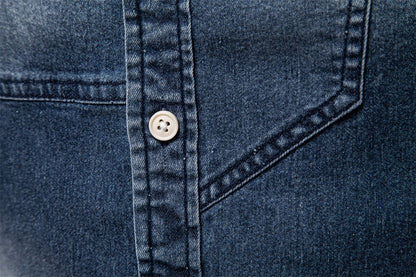Men's Slim-Fit Denim Shirt - 2025 Spring Casual Long Sleeve Top | 6036