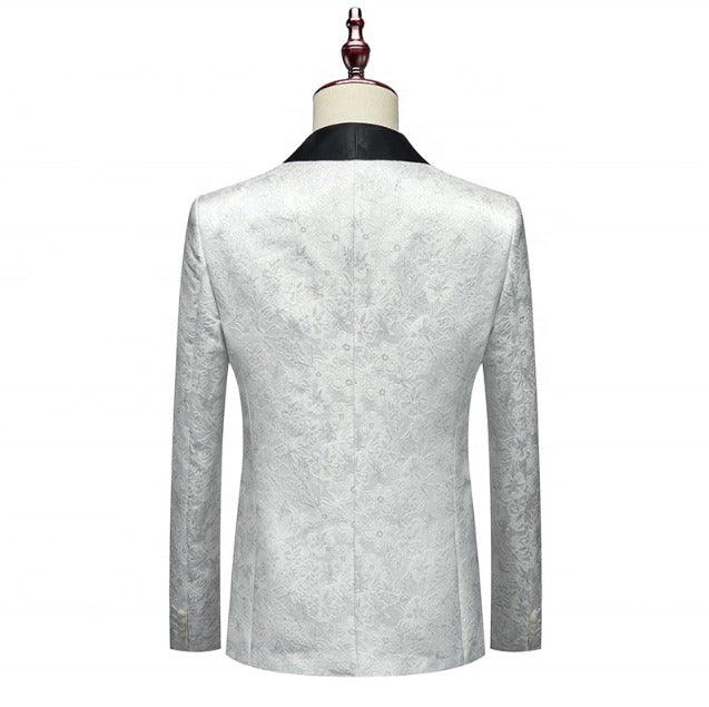 Men's 3 Pieces Tuxedo Suit Set Floral Pattern Premium Quality Blazer Waistcoat & Pants 3 Pcs Set Wedding Party & Festive Occasions | 802
