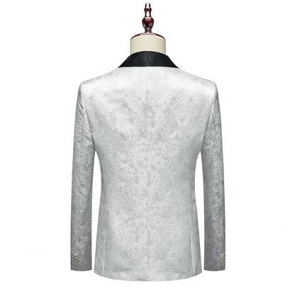 Men's 3 Pieces Tuxedo Suit Set Floral Pattern Premium Quality Blazer Waistcoat & Pants 3 Pcs Set Wedding Party & Festive Occasions | 802