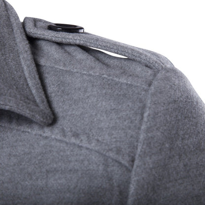 Manteau en laine croisé pour homme, mi-long, slim, trench-coat | 3013 