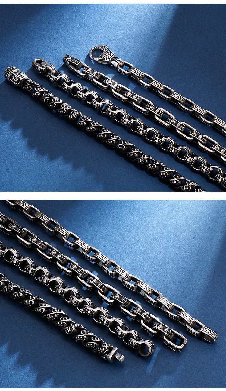 Men’s Stainless Steel Skull Bracelet Punk Motorcycle Ghost Head Design Titanium Steel Bracelet | KB120968-BDJX