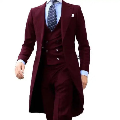 Completo da uomo 3 pezzi smoking ballo lungo blazer personalizzato fatto a mano 3 pezzi per feste, matrimoni e lavoro (giacca + gilet + pantaloni) | 102 