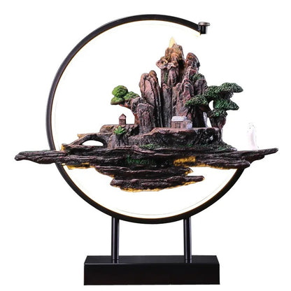 Mountain Stream Backflow Incense Burner Lamp Sandalwood Aromatherapy Ornament With Table Lamp | TM633