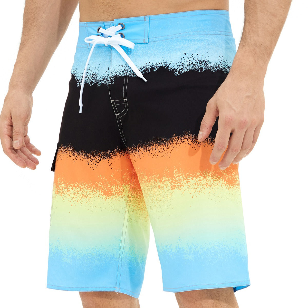 Costume da bagno da uomo con stampa a righe, pantaloncini con coulisse, pantaloncini da spiaggia estivi | 1053 