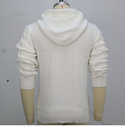 Men's Knitwear Twisted Drawstring Hooded Pullover Sweater 7-Needle Woolen Sweatshirt Jacket | SY0139