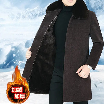 Uomo Cappotto Britannico Giacca di Lana Invernale Cotone Pesante Slim Miscela Casual Trench | 805 