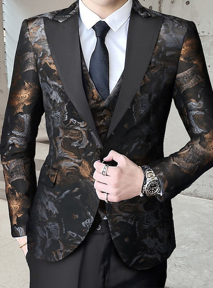Costume de smoking 3 pièces en jacquard de luxe de haute qualité pour homme, ensemble blazer, gilet et pantalon pour fête de mariage | 1515 