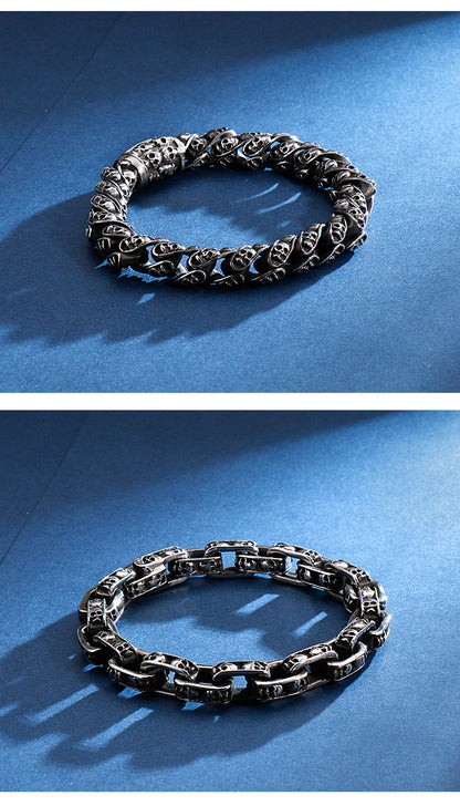 Men’s Stainless Steel Skull Bracelet Punk Motorcycle Ghost Head Design Titanium Steel Bracelet | KB120968-BDJX