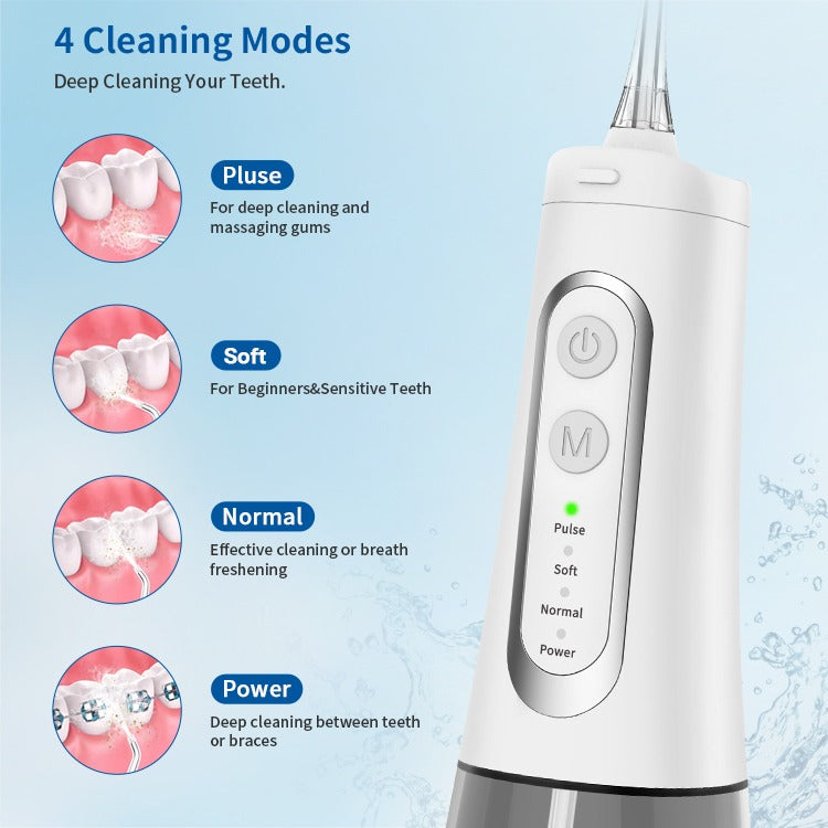 Irrigatore Orale Dentale Portatile, Impermeabile, Ricaricabile, Senza Fili, Elettrico, con Getto d'Acqua per la Pulizia dei Denti | 