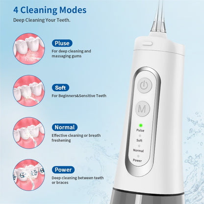 Irrigatore Orale Dentale Portatile, Impermeabile, Ricaricabile, Senza Fili, Elettrico, con Getto d'Acqua per la Pulizia dei Denti | 