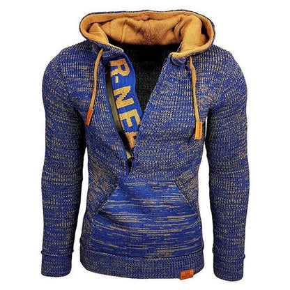 Pull à capuche et manches longues pour homme, élégant et chaud, avec col zippé et sweat-shirt d'hiver 