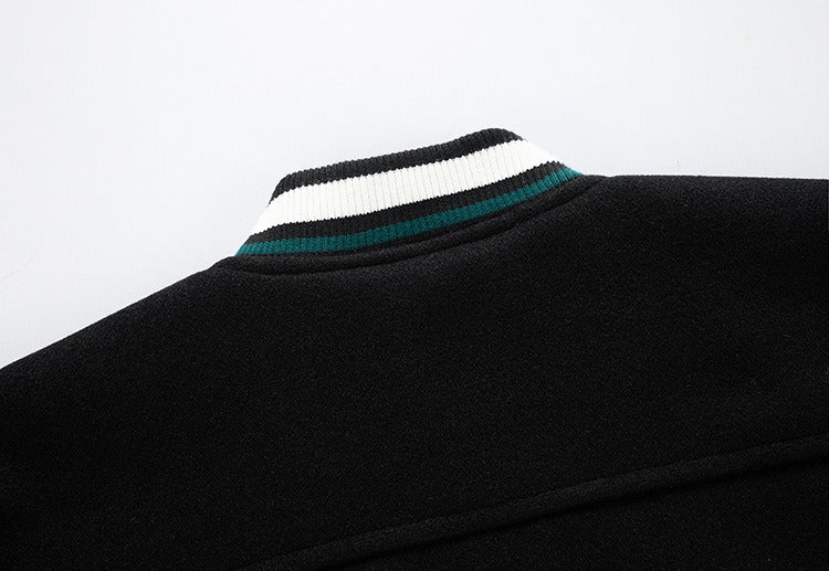 Men's Winter Color-Blocked Woolen Baseball Jacket Casual & Stylish Fashion Coat | 77162