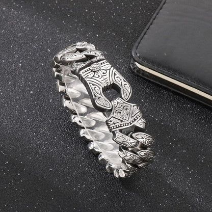 Men's Retro Titanium Steel Bracelet – Punk Rock Style with Snap Clasp | KB123641-BDJX