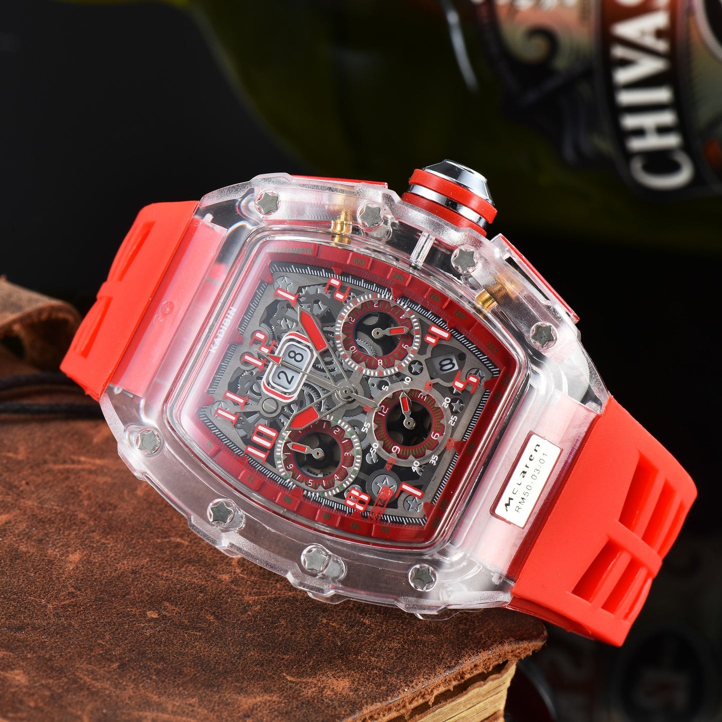 Men's Luxury Best Sports Watch Transparent Case Chronograph New Gift Watches |