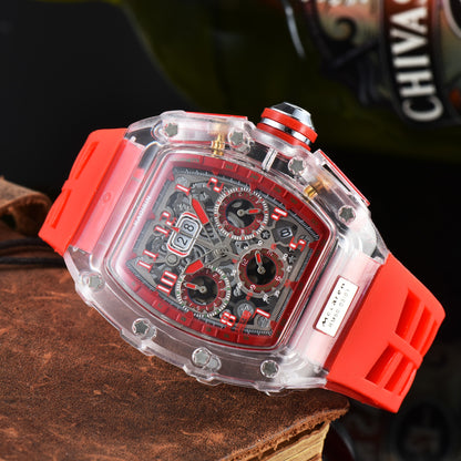 Men's Luxury Best Sports Watch Transparent Case Chronograph New Gift Watches |