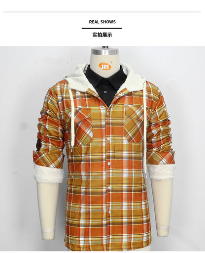 Men’s Premium Lightweight Flannel Hoodie – Stylish Cotton Shirt Jacket for Casual Comfort| SY0093