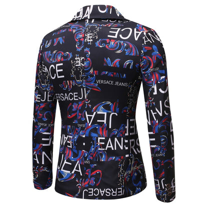 Veste blazer à manches longues et coupe slim pour homme, imprimé floral, 1 bouton, cranté | X07 