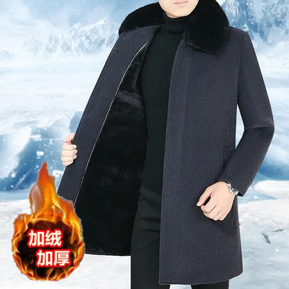Uomo Cappotto Britannico Giacca di Lana Invernale Cotone Pesante Slim Miscela Casual Trench | 805 