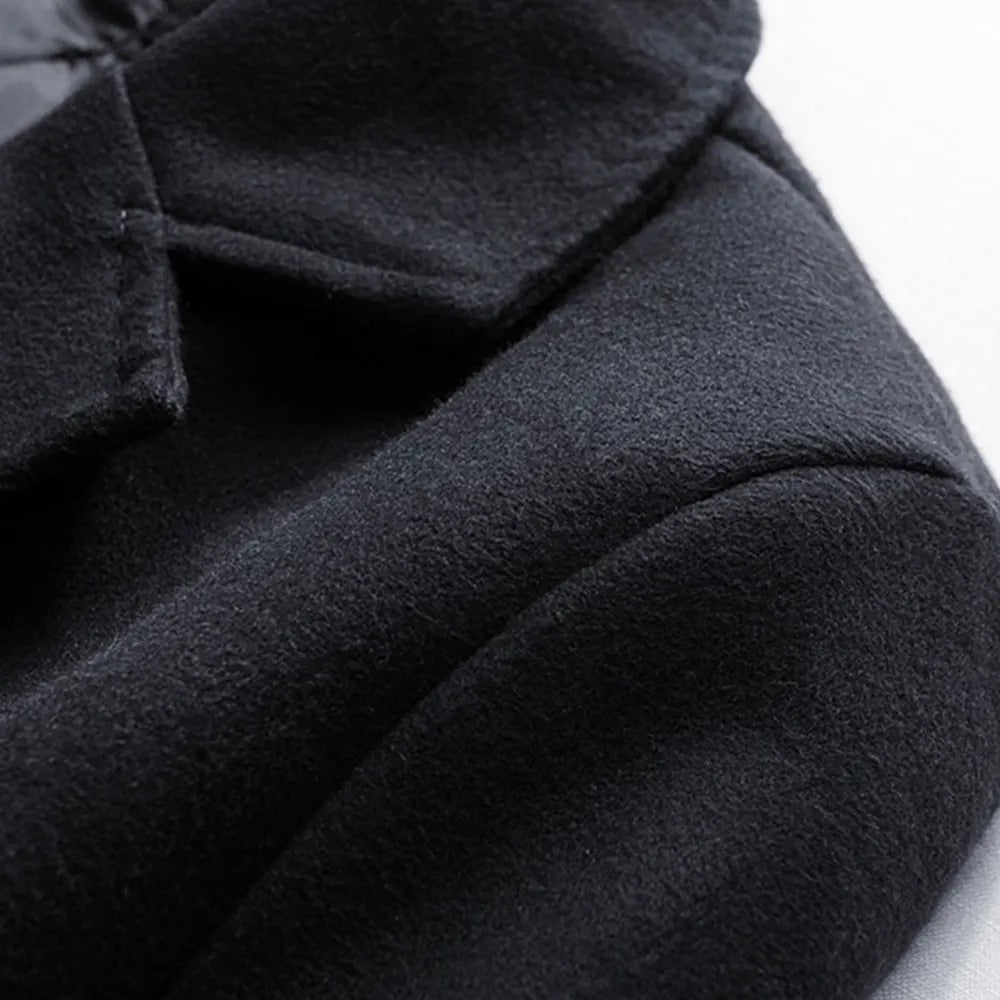 Giacca da uomo in lana tinta unita monopetto con risvolto lungo cappotto business soprabito | D67 