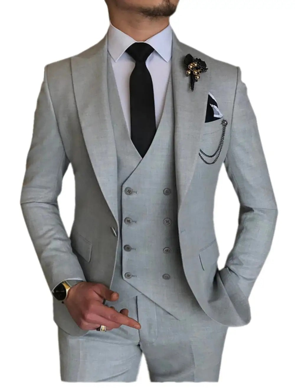 Uomo 3 pezzi vestito su misura matrimonio slim fit business blazer giacca gilet pantaloni smoking | 101