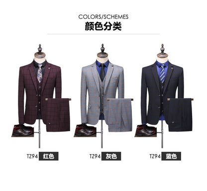 Completo da uomo di qualità premium, 3 pezzi, monopetto, blazer, gilet e pantaloni, casual, da festa e da lavoro, due bottoni, vestibilità elegante | TZ94 