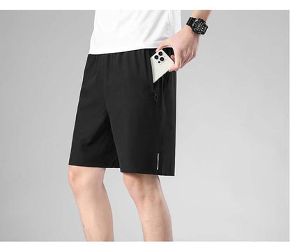 Men's Summer Quick-Dry Sports Shorts with Zipper Pockets Breathable Lightweight & Comfortable Drawstring Short | 8907