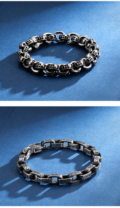 Men’s Stainless Steel Skull Bracelet Punk Motorcycle Ghost Head Design Titanium Steel Bracelet | KB120968-BDJX