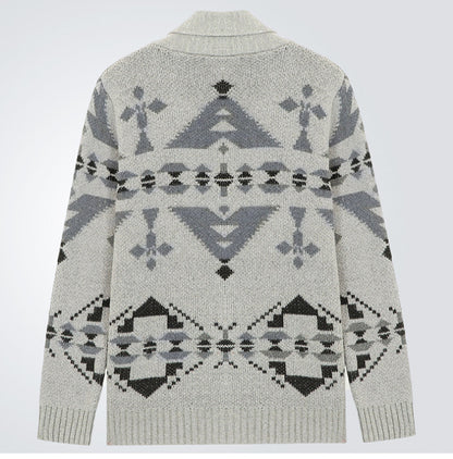 Men Wind Jacquard Knitted Jumper Long-Sleeved Outerwear Jacket Top | SY0052