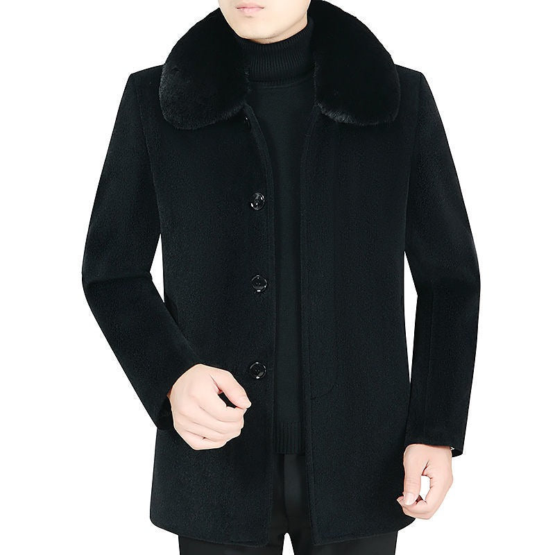 Uomo Cappotto Britannico Giacca di Lana Invernale Cotone Pesante Slim Miscela Casual Trench | 805 