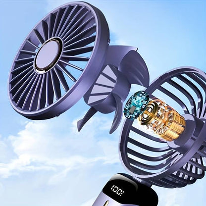 Mini ventilateur portable rechargeable par USB avec 5 vitesses, mini ventilateur pliable à 90 ° avec écran LED, mini ventilateur d'extérieur pour bureau | S12 