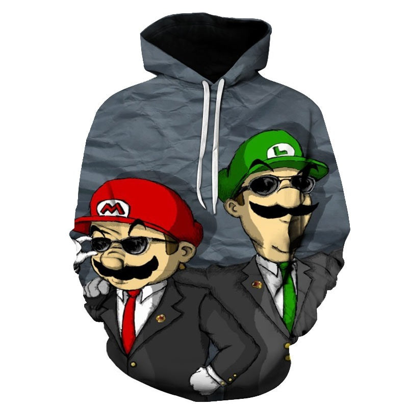 Felpa con cappuccio stampata Super Mario Bros Pullover Autunno hip-hop Cappotto Felpa Maglione | w17747 
