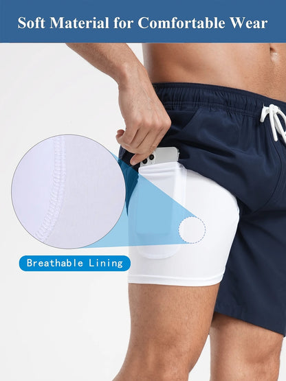 Men’s Quick-Dry Summer Beach Shorts Milk Silk Lined Swim Trunks for Men | 265SCTK