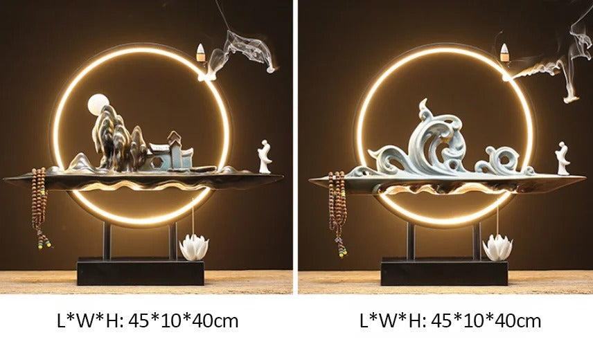Mountain Stream Backflow Incense Burner Lamp Sandalwood Aromatherapy Ornament With Table Lamp | TM633