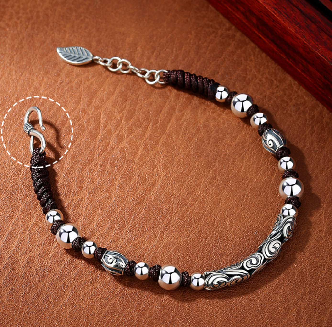 Men’s Sterling Silver Celestial Relief Bracelet Adjustable Fortune Wristband 3D Handcrafted Spiritual Design | CB22031-1BYSR