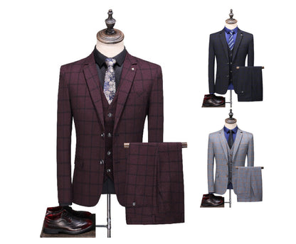 Completo da uomo di qualità premium, 3 pezzi, monopetto, blazer, gilet e pantaloni, casual, da festa e da lavoro, due bottoni, vestibilità elegante | TZ94 