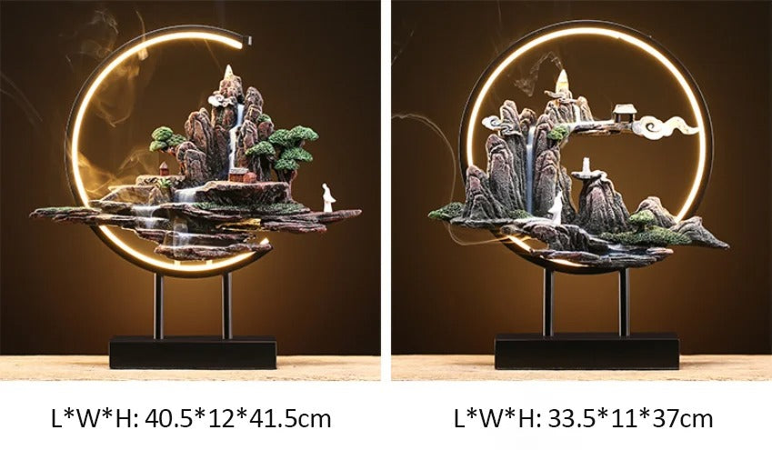 Mountain Stream Backflow Incense Burner Lamp Sandalwood Aromatherapy Ornament With Table Lamp | TM633