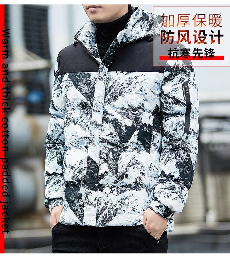 Giacca da uomo con cappuccio, mimetica, casual, ispessita, parka invernale | 2308 