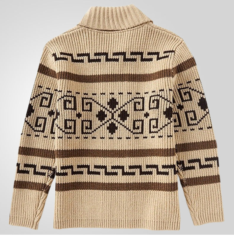 Men Stylish Slim Fit Jacquard Knit Cardigan Jacket with Long Sleeves Casual Lapel Sweater | SY0013