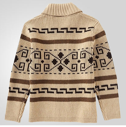 Men Stylish Slim Fit Jacquard Knit Cardigan Jacket with Long Sleeves Casual Lapel Sweater | SY0013