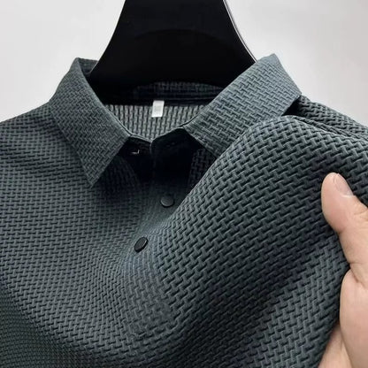Men's Ice Silk Short Sleeve Shirt – Breathable Business Casual Stand Collar | A-D246