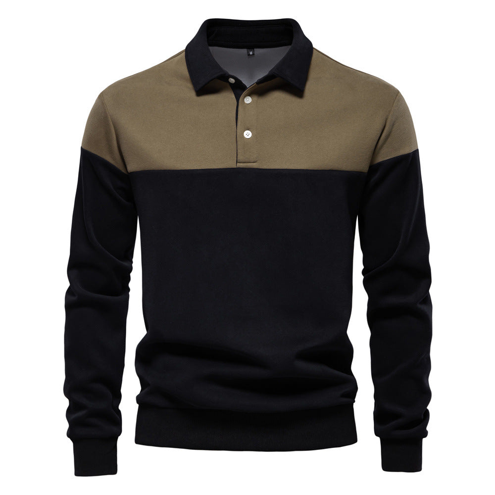 Men's Long Sleeve Polo Collar Sweatshirt - 2025 Spring Casual Streetwear Top | HD3006