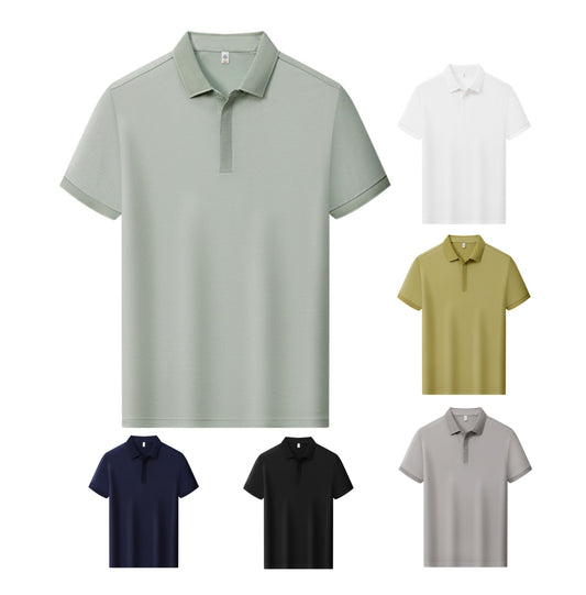 Premium Silk-Blend Polo Shirt for Men & Women – Antibacterial, Hidden Buttons, Lightweight Summer 2025 Style | L11-8318