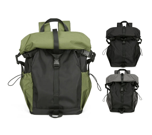 Men’s Roll-Top Backpack – 20–35L Expandable, Laptop & Travel Bag | K001