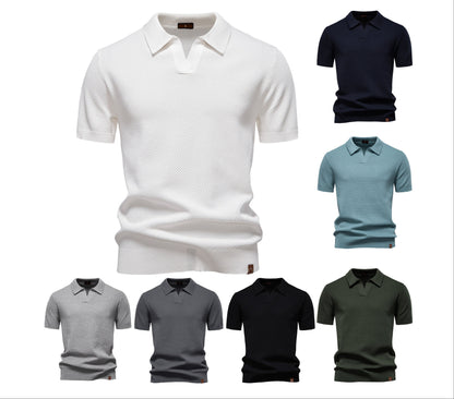 Men's Pineapple Knit Texture Polo Shirt - 2025 Summer Relaxed Fit Short Sleeve Top | PSD8025