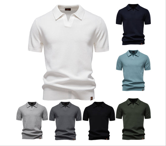 Men's Pineapple Knit Texture Polo Shirt - 2025 Summer Relaxed Fit Short Sleeve Top | PSD8025