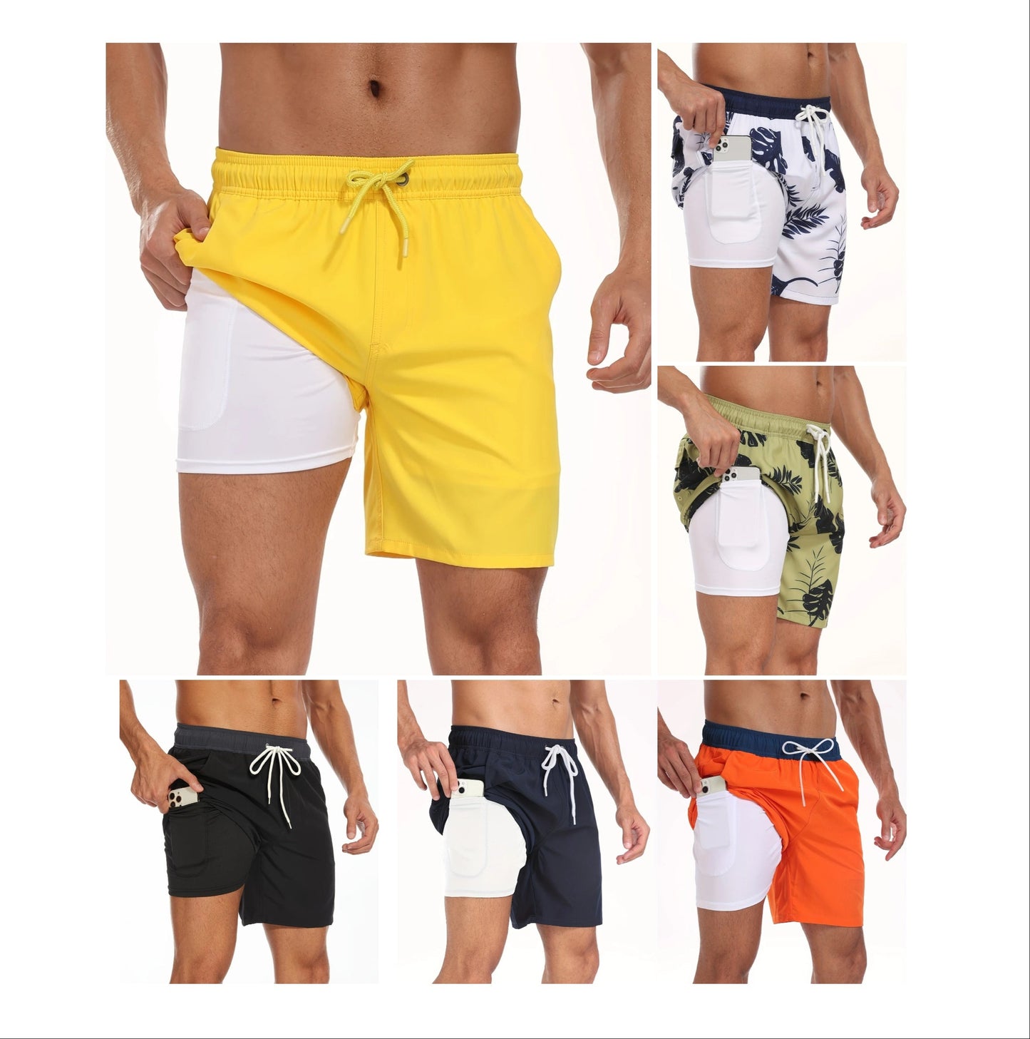Men’s Quick-Dry Summer Beach Shorts Milk Silk Lined Swim Trunks for Men | 265SCTK