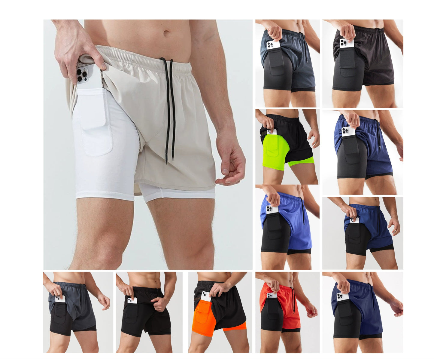 Men's 3/4 Running Shorts - Quick-Dry, Anti-Slip, Double-Layer Gym & Marathon Shorts | DK22001&WDK22001